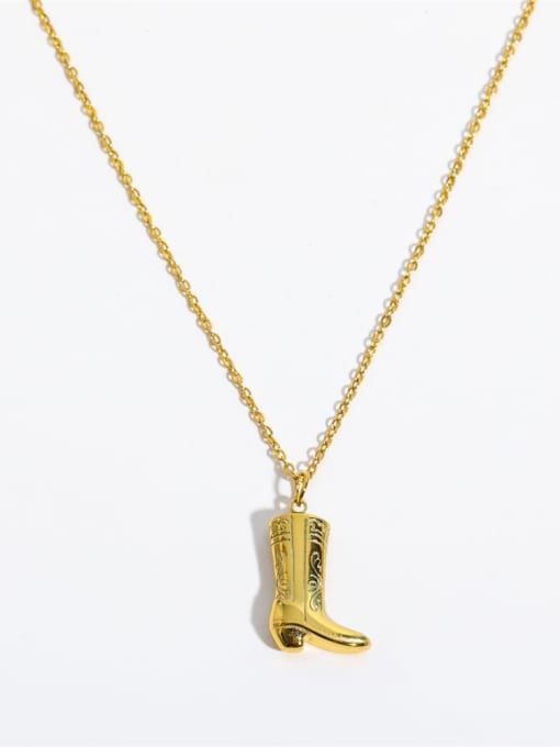 18K golden Color Stainless steel gold cowboy boots Necklace with waterproof