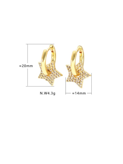 XYZ Brass Cubic Zirconia Star Minimalist Huggie Earring 3