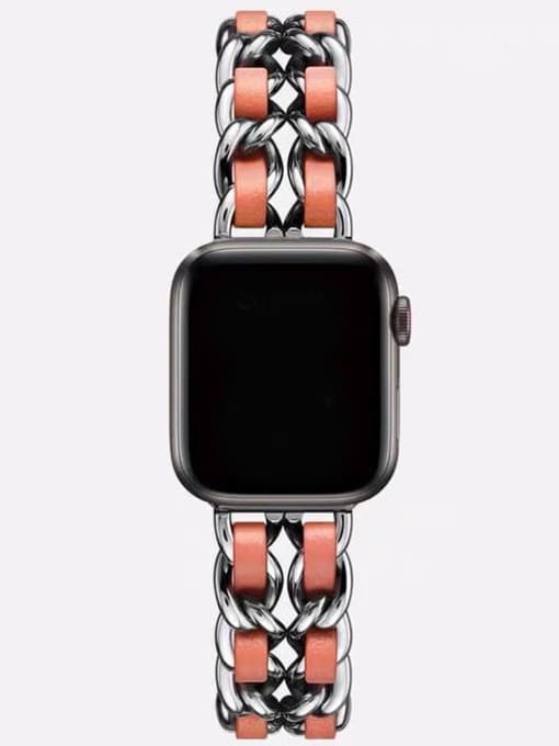 Silver And Orange Alloy Metal Wristwatch Band For Apple Watch Series 2-5