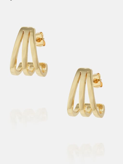 Golden Brass Geometric Minimalist Stud Earring