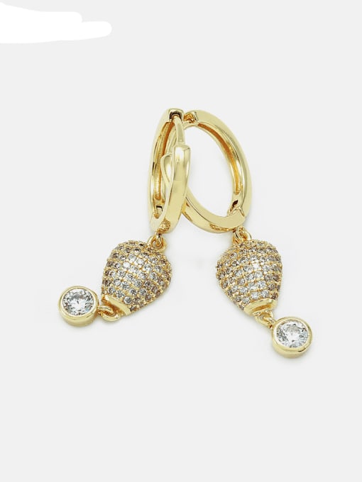 Gold white zirconium Brass Cubic Zirconia Geometric Cute Huggie Earring
