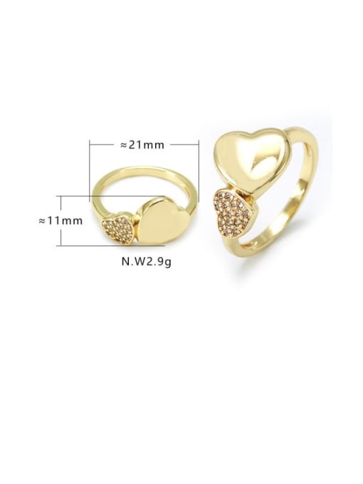 XYZ Brass Cubic Zirconia Heart Minimalist Band Ring 2