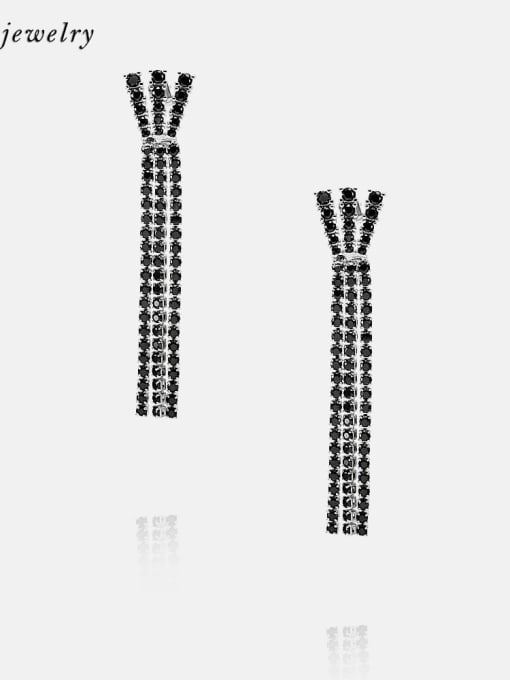 Platinum black zirconium Brass Cubic Zirconia Tassel Bohemia Threader Earring