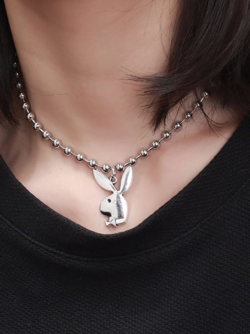 LM Stainless steel Body Bead Rabbit Necklace 0