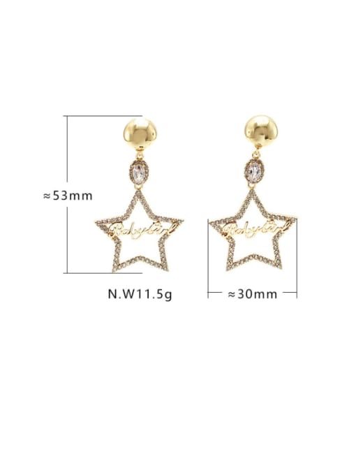 XYZ Brass Cubic Zirconia Star Minimalist Drop Earring 3