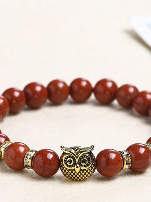 Redstone Alloy Tiger Eye Owl Minimalist Handmade Beaded Bracelet