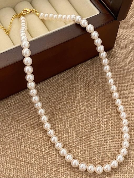 6mm  Shell Pearl Necklace Stainless steel Shell Pearl Icon Minimalist Necklace