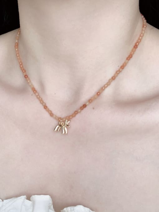 Scarlet White N-DIY-0030 Natural Gemstone Crystal Beads Chain Animal Pendant Handmade Beaded Necklace 1