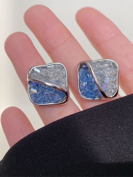 Blue crystal Alloy Crystal Square Vintage Stud Earring