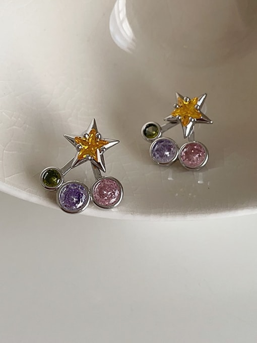 Pentagram Alloy Cubic Zirconia Star Dainty Stud Earring