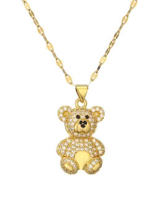 CN001651CX Brass Bear Necklace with steel chain