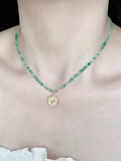 Scarlet White N-DIY-0022 Natural  Gemstone Crystal  Bead Chain Letter Pendant Handmade Beaded Necklace 1