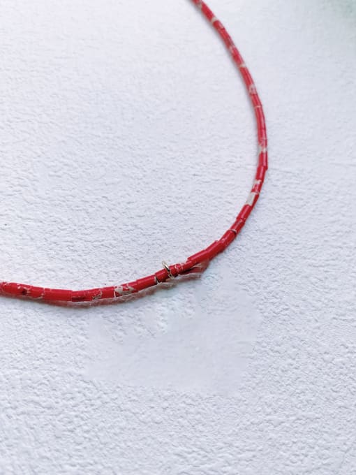 Red Turquoise Chain N-DIY-008 Brass Red Turquoise Chain Heart Pendant Bohemia Handmade Beaded Necklace