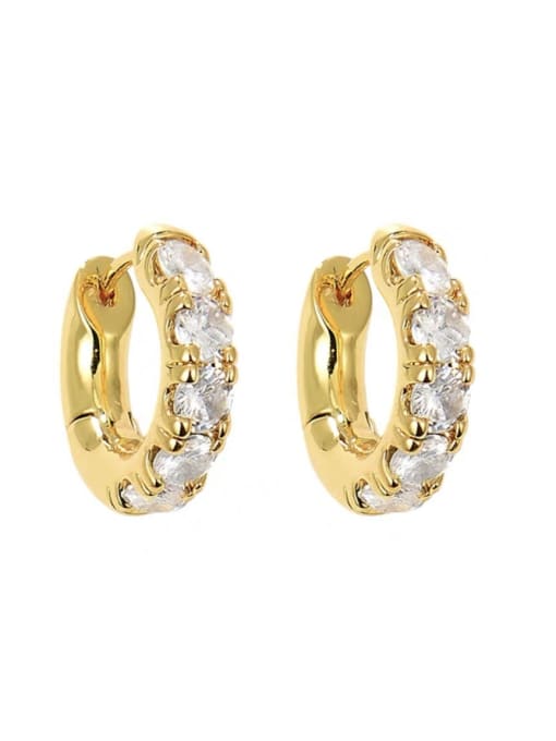white Stone Brass Cubic Zirconia Hoop Earring with 5 colors