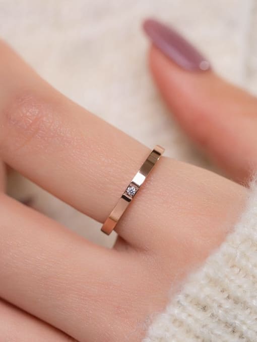 Extremely fine zirconia rose gold ring Titanium Steel Minimalist Ring