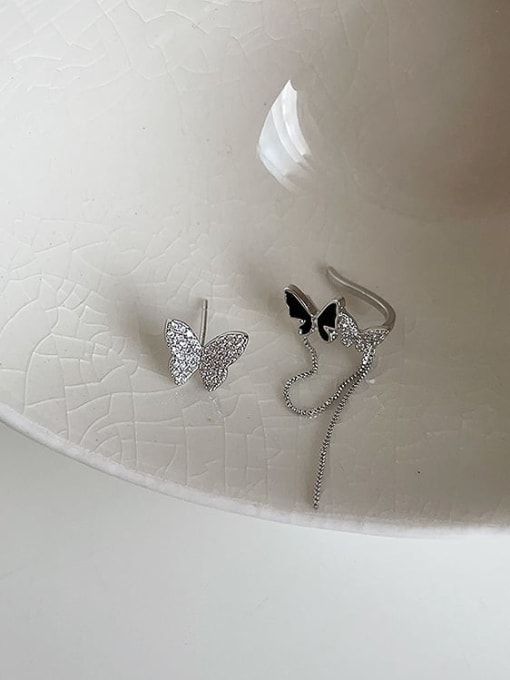 LM Alloy Cubic Zirconia Butterfly Dainty Stud Earring 1