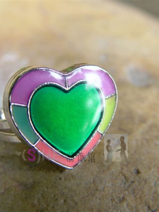 Night fluorescent peach heart Alloy Icon Cute Band Ring