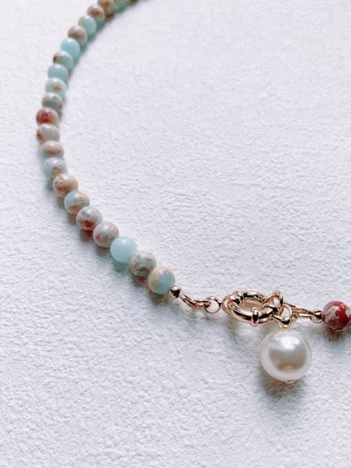 Scarlet White N-STPE-0009  Natural Gemstone Crystal Beads Chain Handmade Beaded Necklace 2
