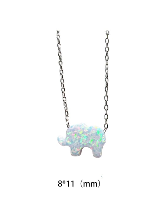 White Opal, elephant Icon 925 Sterling Silver Opal Necklace