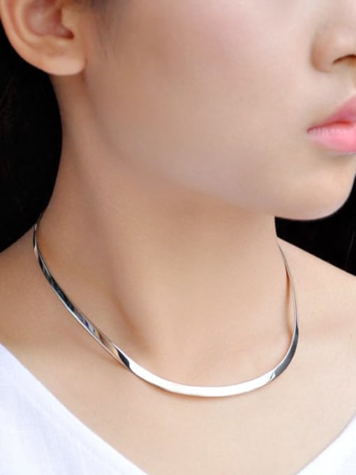 LM 925 Sterling Silver Statement Choker Necklace 1
