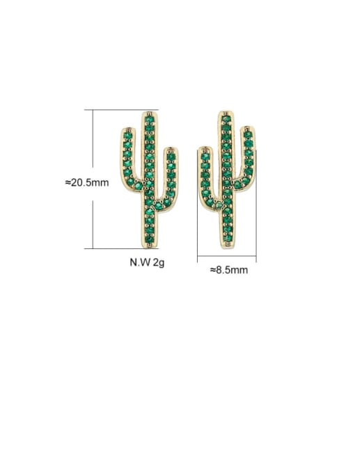 XYZ Brass Cubic Zirconia Cactus Dainty Stud Earring 3