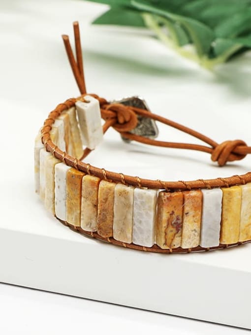 agate Natural Stone Rectangle Trend Adjustable Bracelet
