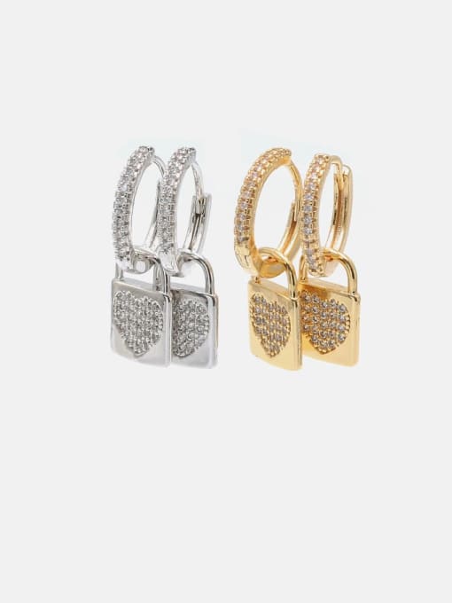 XYZ Brass Cubic Zirconia Locket Heart Minimalist Huggie Earring