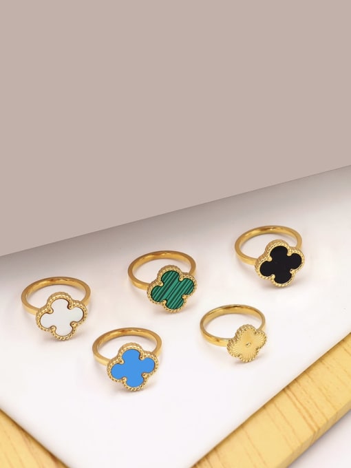LM Stainless steel Clover Ring With 4 colors 0