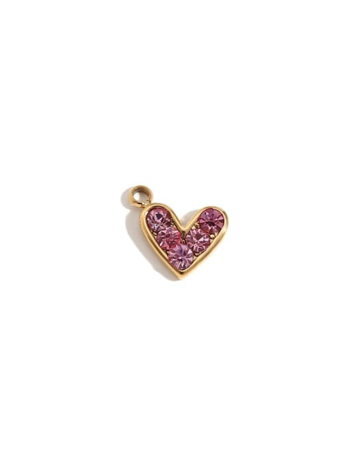 Mini  Heart shaped Pendant Gold Powder Stainless steel 18K Gold Plated Cubic Zirconia Geometric Charm