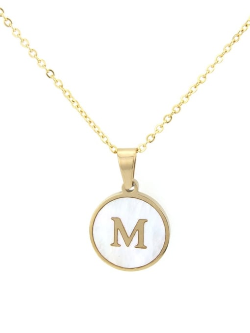 renchi Stainless steel Shell Round Dainty Initials 18 Inch Necklace 0