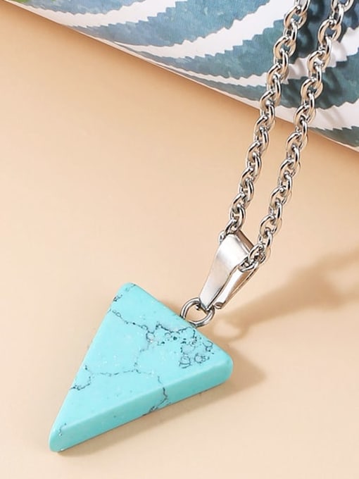 Natural turquoise Multicolor Natural Stone +triangle Shape Geometric Artisan Necklace