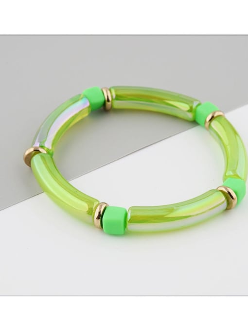 BC408-8 Fluorescent Green Acrylic Bohemia Adjustable Bracelet