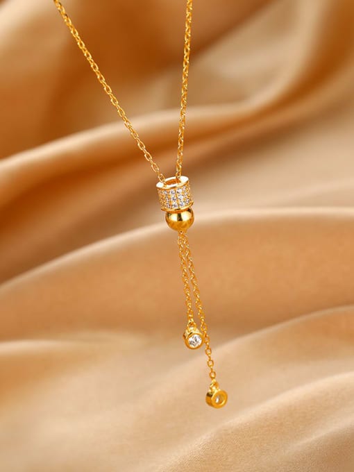 Gold Plating color Brass Geometric Tassel Necklace