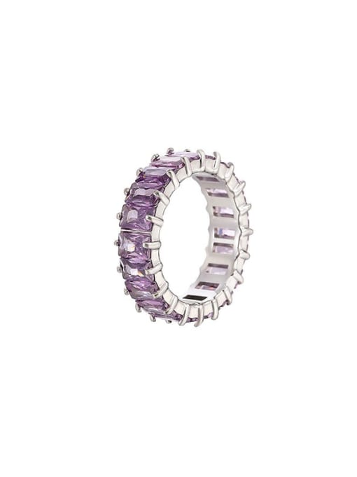 Platinum+ Purple Titanium Steel Cubic Zirconia Geometric Luxury Band Ring