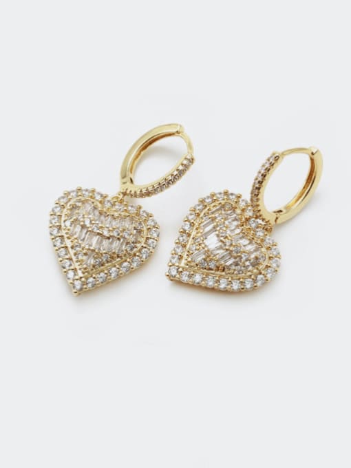 XYZ Brass Cubic Zirconia Heart Dainty Huggie Earring 1