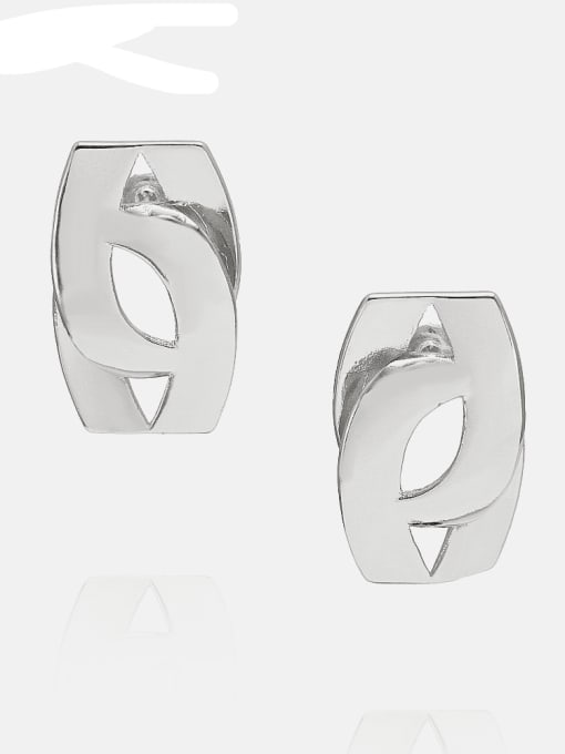 platinum Brass Geometric Minimalist Stud Earring