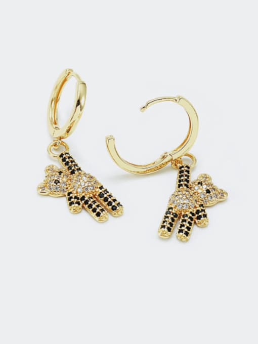 XYZ Brass Cubic Zirconia Bear Cute Huggie Earring 1