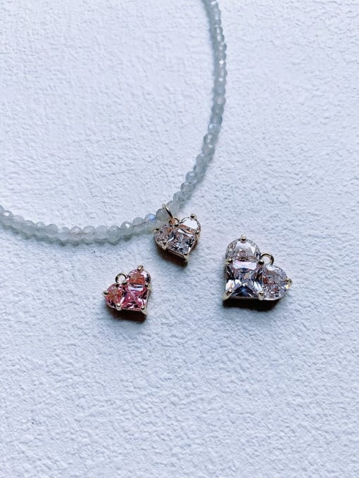 Scarlet White N-DIY-0021 Natural  Gemstone Crystal Beads Chain+Heart Pendant Handmade Beaded Necklace 0