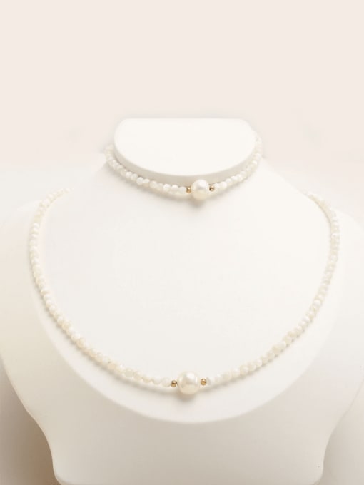 LM Stainless steel Imitation Pearl Necklace 1