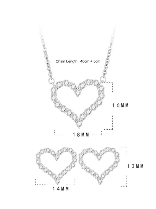 LM Heart 925 Sterling Silver Cubic Zirconia White Earring and Necklace Set 4