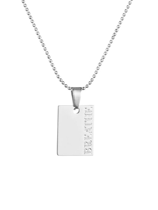 XH0869 Silver Color Stainless steel Geometric Necklace With words