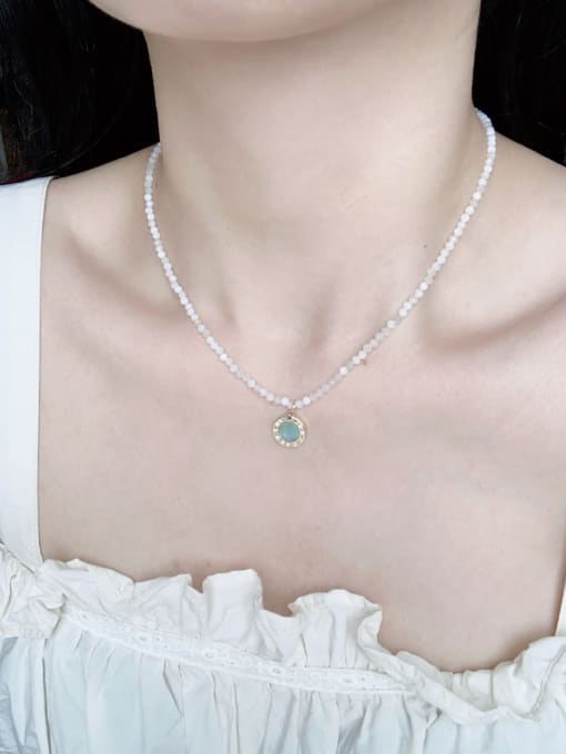 Scarlet White N-DIY-003  Natural  Gemstone Crystal Chain Minimalist  handmade  Beaded Necklace 1