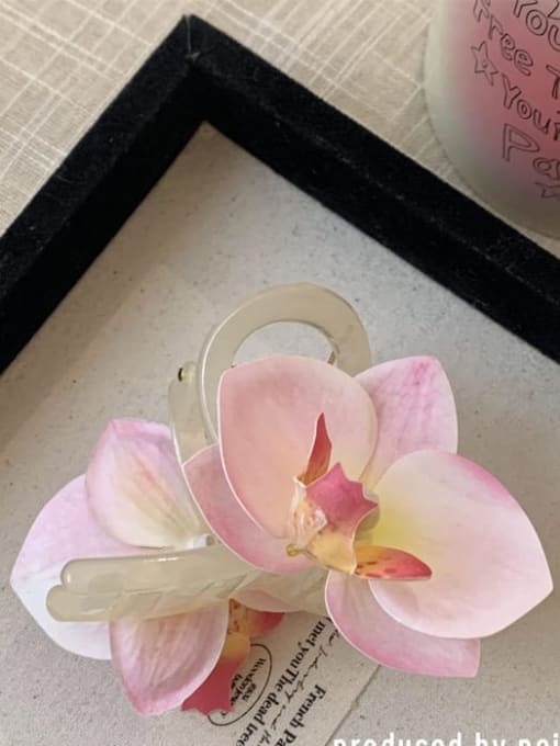 Light pink butterfly Trend Flower Mixed Metal Hair Barrette For Women