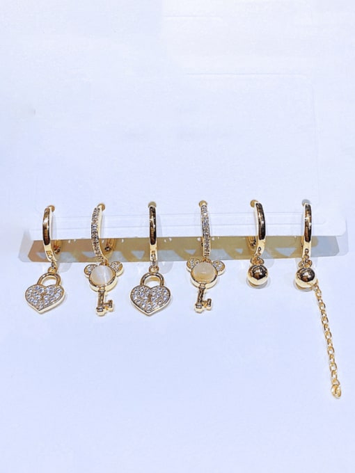 Ming Brass Cubic Zirconia Geometric Minimalist Huggie Earring