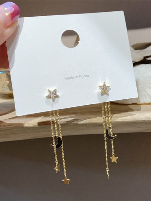 LM Brass Threader Earring with star and moon 0