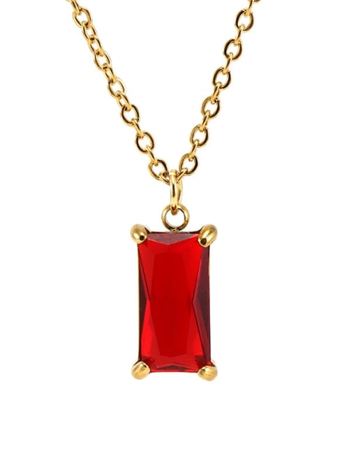 red Titanium Steel Cubic Zirconia Geometric Necklace With 6 color