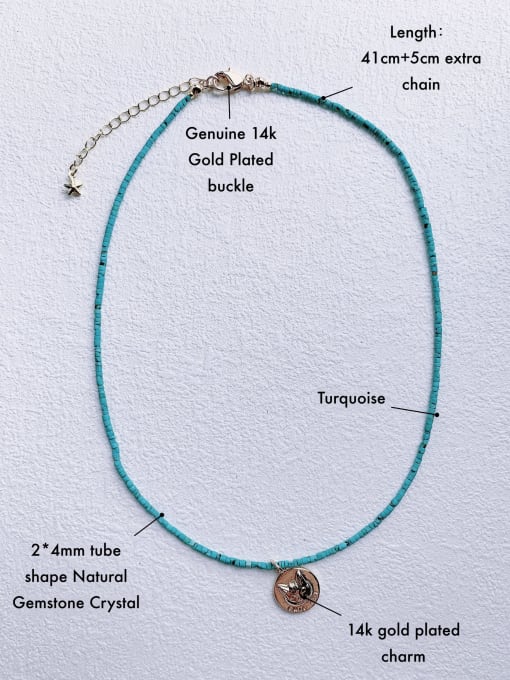 Turquoise+owl Brass Gemstone Crystal Chain Multi Color Heart Bohemia handmade Beaded Necklace