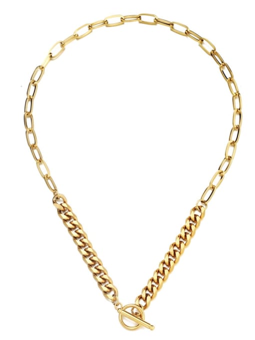 DZA662 Gold Stainless steel Geometric Trend Lariat Necklace