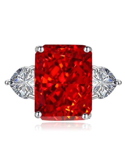 Chinese Red Brass Cubic Zirconia Geometric Solitaire Ring