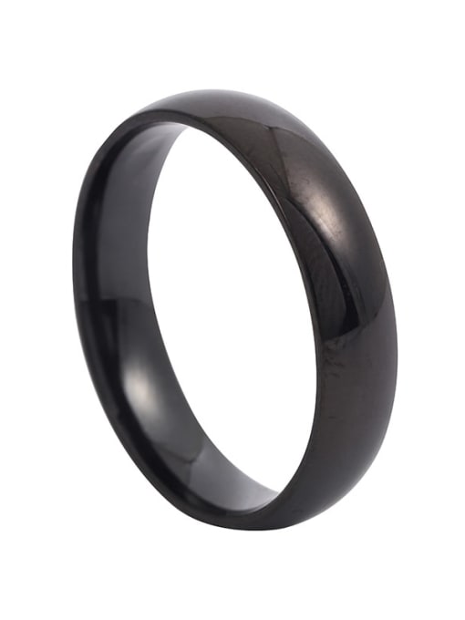 black Titanium Steel Round Band Ring with 9 sizes